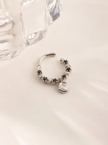 1個16g不銹鋼蛋白石星月設計鼻環 - 星星和月亮 - 查看 4