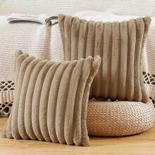 1pc/2pcs Solid Color Cushion Cover Without Filler, Fabric Throw Pillow Case, For Living Room Sofa