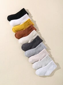 10嬰兒日常閒暇素色中筒襪帶厚條紋 - 彩色 - 查看 2