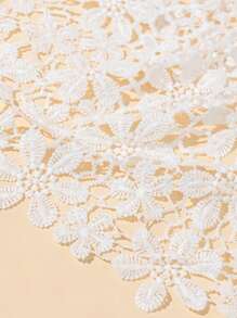 1pc Ladies' White Floral Crochet Lace Knit Shrug With Hollow Out Design, Knit Capelet Shawl, Detachable Collar For Party Or Daily Use Boho Valentine's Day Valentines