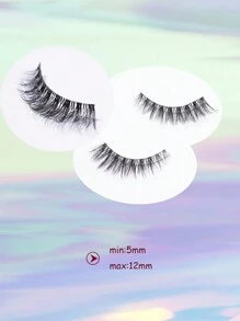 7pairs/Set Natural D Curl Eyelash Extensions With Clear Stems, Cross Style For Natural Lengthening Effect Strip Lashes,Lashes,Eyelashes,Fake Lashes - Black - View 6