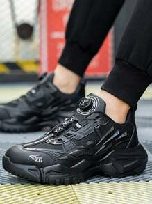 男士钢头鞋工作靴旋转扣鞋轻便防滑防刺穿越野跑鞋户外 - 黑色 - 查看 2
