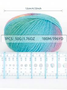QJH 1入組彩虹漸變染色羊毛線，適用於家居裁縫DIY編織披肩、圍巾、柔軟保暖的冬季毛線，顏色豐富，很適合用於創意DIY禮物，3.6mm，50g/球，約180米/196碼 - 綠藍漸變 - 查看 11