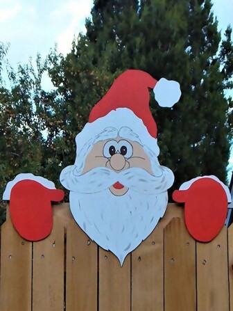 1套聖誕節圍欄標誌,附有木製聖誕老人圍欄裝飾標籤,院子裝飾標誌,聖誕派對裝飾