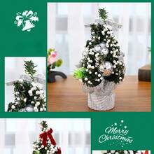 1pc 20cm Mini Christmas Tree Set With Ornaments Tabletop Decorations For Kids Gift Small Size - Red - View 4