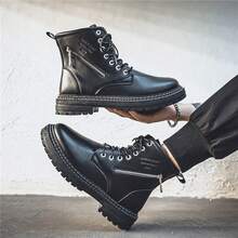 High-Top British Style All-Match Fashion Boots For Men - Black - View 7