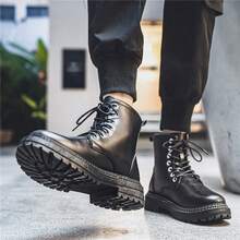 High-Top British Style All-Match Fashion Boots For Men - Black - View 2