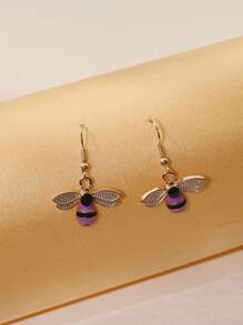 Bee Design Earrings - Yellow - View 5