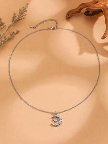 1條新月和星星垂墜項鍊 - 銀色 - 查看 3