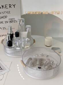 1 件旋转美容收纳托盘可 360 度旋转透明桌面置物架适用于化妆品香水项链戒指浴室用品厨房用品梳妆台收纳托盘浴室办公室厨房 - 無色 - 查看 4