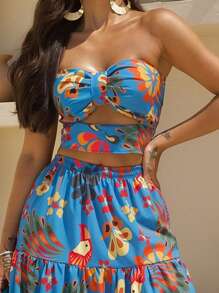 Women Two-piece Outfits - Màu xanh lam - Xem 2