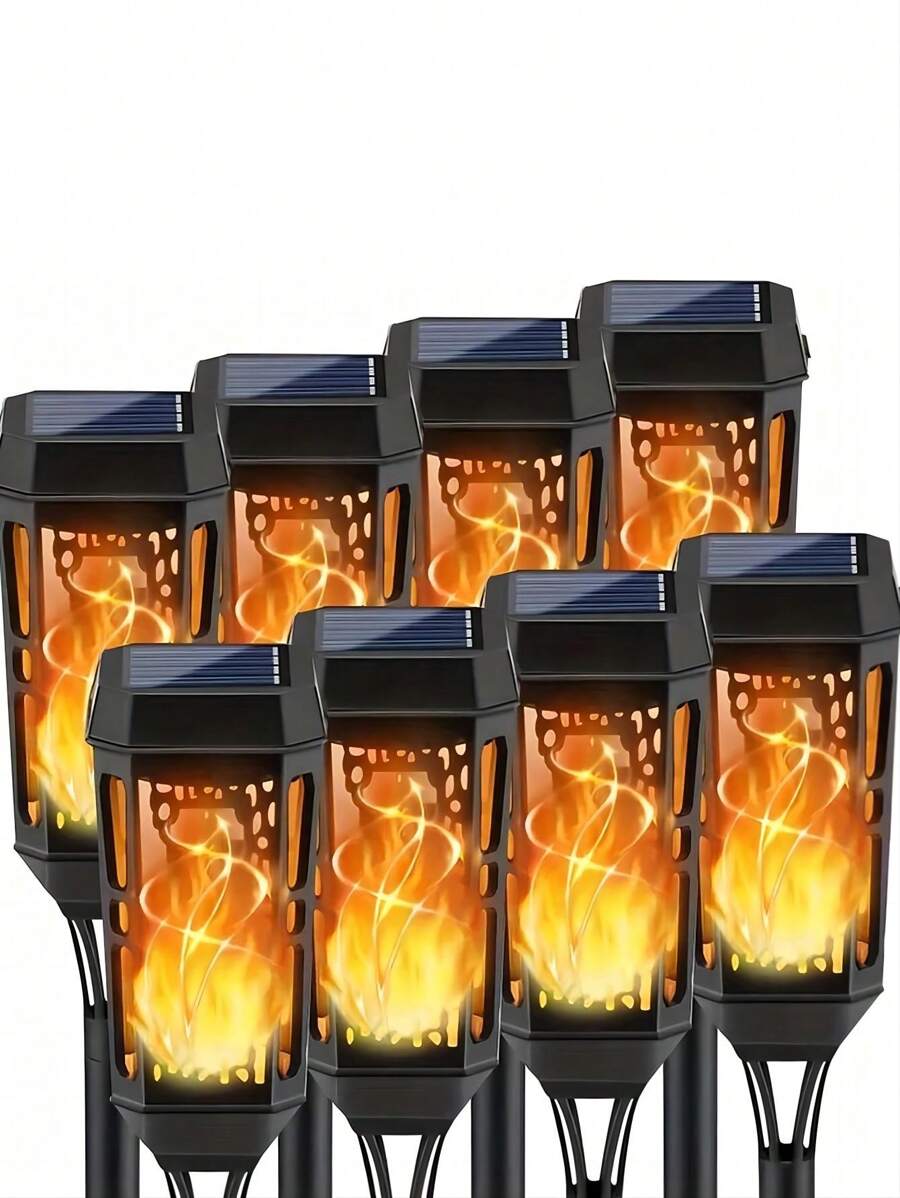 6入組太陽能戶外火炬燈,花園裝飾防水燈,12盞led燈火火炬戶外裝飾燈,適用於花園庭院公園廣場道路車庫車道朋友晚會生日派對氛圍燈,聖誕萬聖節戶外裝飾燈