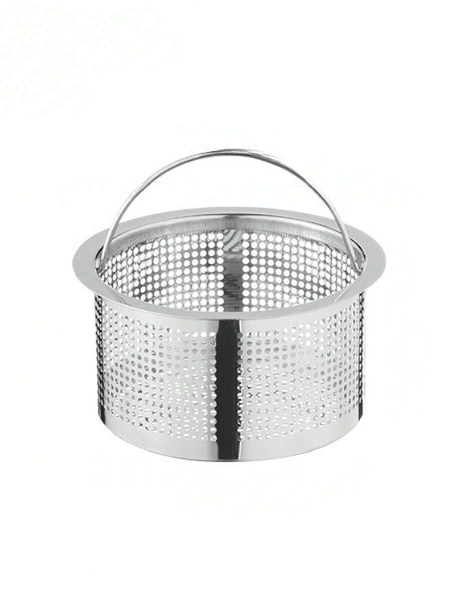 1個帶手柄和殘留物過濾網的不銹鋼水槽,深桶過濾網,適用於廚房使用 - 銀色 - 查看 1