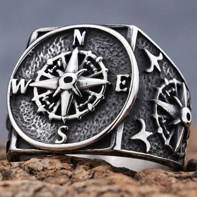 1 Pezzo Anello Bussola In Acciaio Inossidabile Per Uomo Donna Gioielli Di Halloween Regalo Di Ringraziamento Di Natale