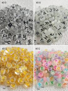 100入組diy亞克力透明珠子,印有金色字母,適用於女士/女孩的手鐲和項鍊等珠寶製作