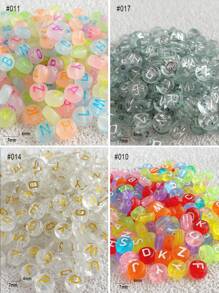 100入組diy亞克力透明珠子,印有金色字母,適用於女士/女孩的手鐲和項鍊等珠寶製作