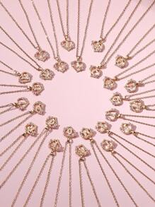 Tsnamer 1 件精美金色首字母项链心形雕刻 26 个字母 A-Z 和花朵项链适合女士日常装饰情人节、妈妈、母亲、母亲节、礼物