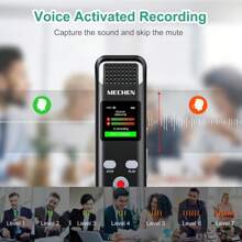 Mechen 64gb語音激活錄音筆,7級靈敏度降噪,usb C,1536kbps,音樂播放,麥克風,pin碼 - 黑色 - 查看 3