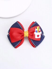 1个/包 红色和藏蓝色铅笔形蝴蝶结发夹，适合青少年 - 彩色 - 查看 4