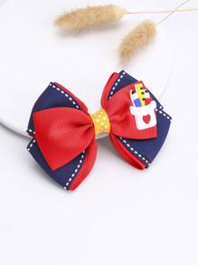 1个/包 红色和藏蓝色铅笔形蝴蝶结发夹，适合青少年 - 彩色 - 查看 1