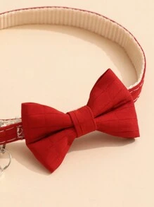 1pc Red Bow Tie Collar With Buckle For Both Dogs & Cats, Adjustable