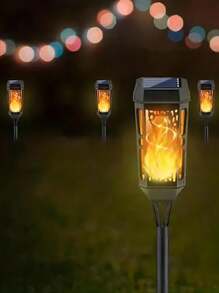 6入組太陽能戶外火炬燈,花園裝飾防水燈,12盞led燈火火炬戶外裝飾燈,適用於花園庭院公園廣場道路車庫車道朋友晚會生日派對氛圍燈,聖誕萬聖節戶外裝飾燈 - 彩色 - 查看 5