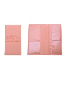 Premium PU Car Insurance Data Document Protector & Business Card Holder Travel Stuff Travel Organiser Travel Items Travel Wallet Passport Holder Passport Wallet Beach Vacation Bag Summer Christmas Vacation - Pink - View 6