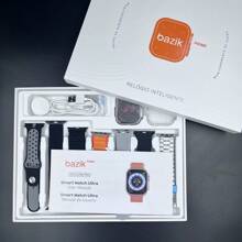 Basike Smartwatch Relógio Inteligente S18 Ultra Pro Séries8 Nfc com 7pares De pulseira - Dourado - Visão 1