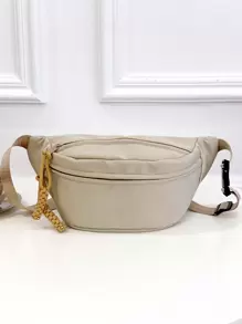 时尚大容量黑色斜挎胸包、尼龙腰包和吊带、休闲腰包，适合徒步旅行和户外登山、可调节肩带运动旅行多功能腰包、多功能日常单肩包、夏季新生大学礼物、秋季圣诞节旅行包吊带包、冬季圣诞节礼物、腰包笔记本电脑感恩节假期收纳包、邮差包、骑行包、学生休闲男友礼物、度假趣味礼物、胸包、臀包、男士书包、春季学校用品 - 卡其色 - 查看 3