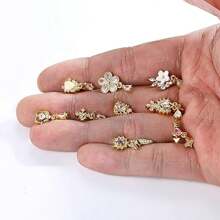 9入組女士假鼻環掛鼻袖假夾鼻環,適用於不需打洞的鼻環