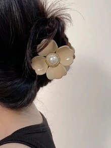2pcs Elegant Luxurious Fashion Pearl Flower Hair Claw Clips, For Daily Use - Multicolor - View 4