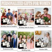 Travel Tote Bag For Women Initial Make Up Bag Canvas Beach Tote Bag With Zipper Shoulder Bag Birthday School Gifts For Women Girls Teacher Student - Túi Tote trắng kèm túi trang điểm - Xem 10