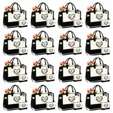Travel Tote Bag For Women Initial Make Up Bag Canvas Beach Tote Bag With Zipper Shoulder Bag Birthday School Gifts For Women Girls Teacher Student - Túi Tote trắng kèm túi trang điểm - Xem 4