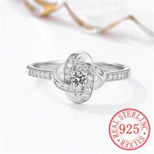 1個s925純銀三葉草戒指,簡潔優雅風格,適用於婚禮、日常佩戴和訂婚禮物 - 四葉草戒指 - 查看 4