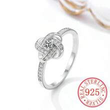 1個s925純銀三葉草戒指,簡潔優雅風格,適用於婚禮、日常佩戴和訂婚禮物 - 四葉草戒指 - 查看 2