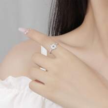 1個s925純銀三葉草戒指,簡潔優雅風格,適用於婚禮、日常佩戴和訂婚禮物 - 四葉草戒指 - 查看 8