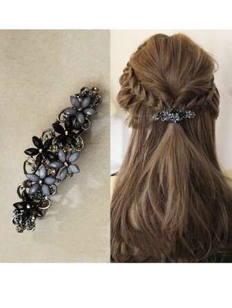 1pc New Fashion Vintage Elegant Zinc Alloy Geometric Ponytail Holder & Hair Clip For Women Boho Claw Clips Hair Claws Hair Barrettes, School Stuff, Hair Accessories