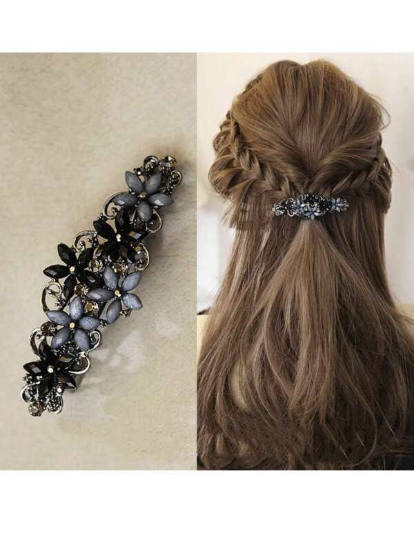 1pc New Fashion Vintage Elegant Zinc Alloy Geometric Ponytail Holder & Hair Clip For Women Boho Claw Clips Hair Claws Hair Barrettes, School Stuff