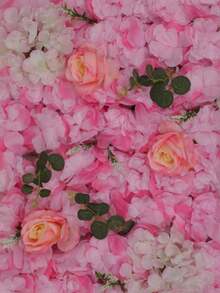 2 Piezas de panel muro 40x60cm flores rosas y blanco pared decoracion - Rosa - Ver 3