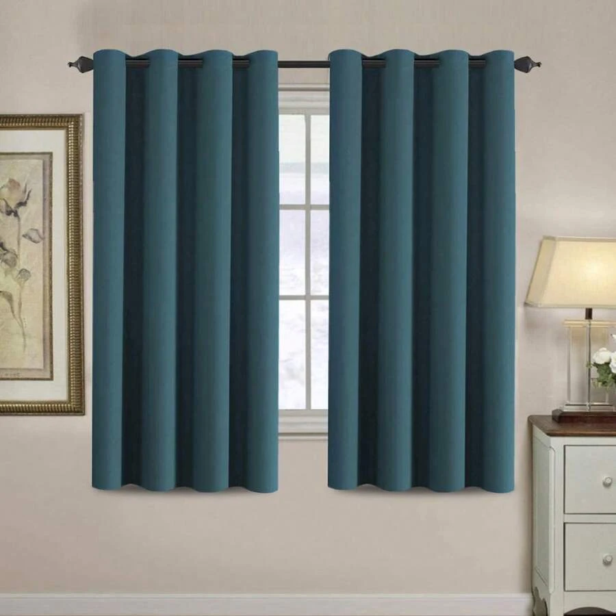 H.VERSAILTEX Blackout Curtain For Living Room Small Window Kitchen Blackout Curtains Energy Saving Solid Grommet Blackout Drape - Dark Teal - View 1