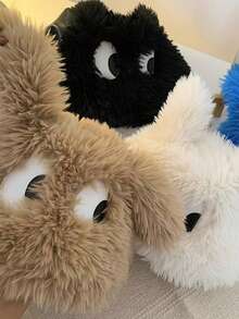 1pc Women's Plush Funny Long Ear Dog Knitted Hat, Nylon Material, Winter Warm Ear Protection Hat - White - View 4