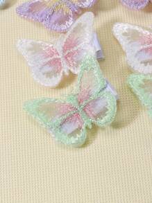 4/10 件装女婴彩色蕾丝蝴蝶发夹，时尚可爱逼真蝴蝶装饰发饰，无损 - 彩色 - 查看 4