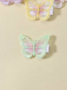 4/10 件装女婴彩色蕾丝蝴蝶发夹，时尚可爱逼真蝴蝶装饰发饰，无损 - 彩色 - 查看 8