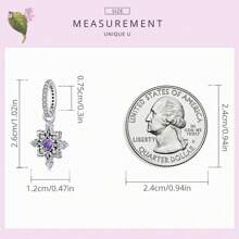 bamoer 1 PC 925 Sterling Silver Purple Shining Stone Collection Charms Love Drop Pendant fit for Charm Bracelet Vintage Pattern Beads