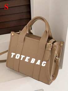 時尚字母圖案設計雙手柄通勤風格便攜式方包字母圖形手提包，時尚斜挎包，女式休閒手提包和單肩錢包 - 查看 1