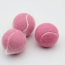 2入網袋裝可愛女孩單人高彈性纖維、羊毛布和橡膠訓練網球,非常適合戶外運動 - 藕粉色 - 查看 2