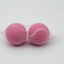 2入網袋裝可愛女孩單人高彈性纖維、羊毛布和橡膠訓練網球,非常適合戶外運動 - 藕粉色 - 查看 4