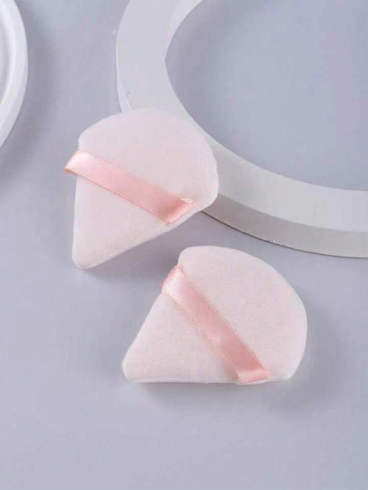2 Piezas Almohadilla De Maquillaje Tipo Triángulo Para Polvos Sueltos O Rubor, Esponja De Terciopelo Cristalino Herramienta De Belleza Para Polvos Compactos - Albaricoque - Añade 1