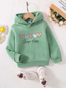 女小童愛心和字母圖案連帽衫