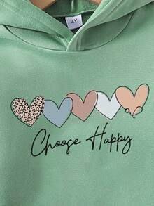 女小童愛心和字母圖案連帽衫